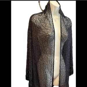 Women’s 100% silk hand beaded vintage 1980s shawl